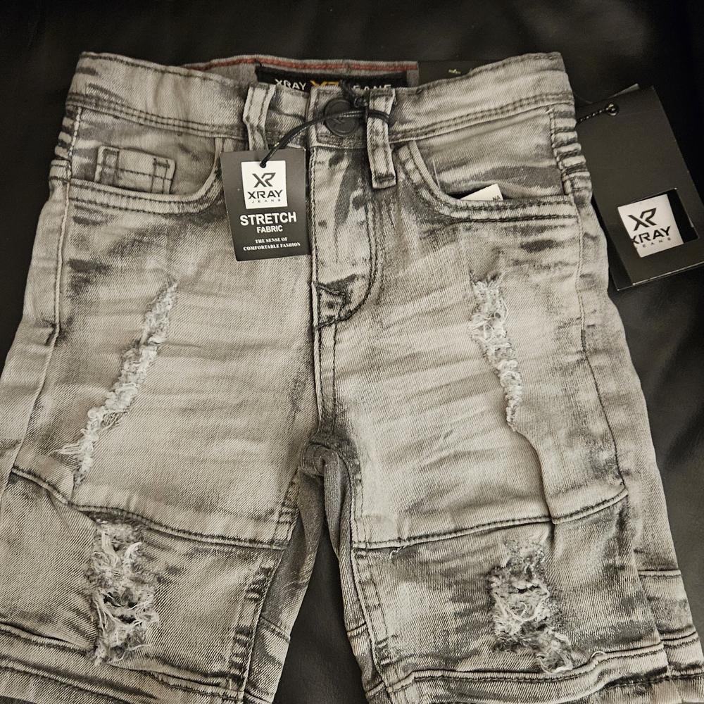 Kids Distressed Black Shorts